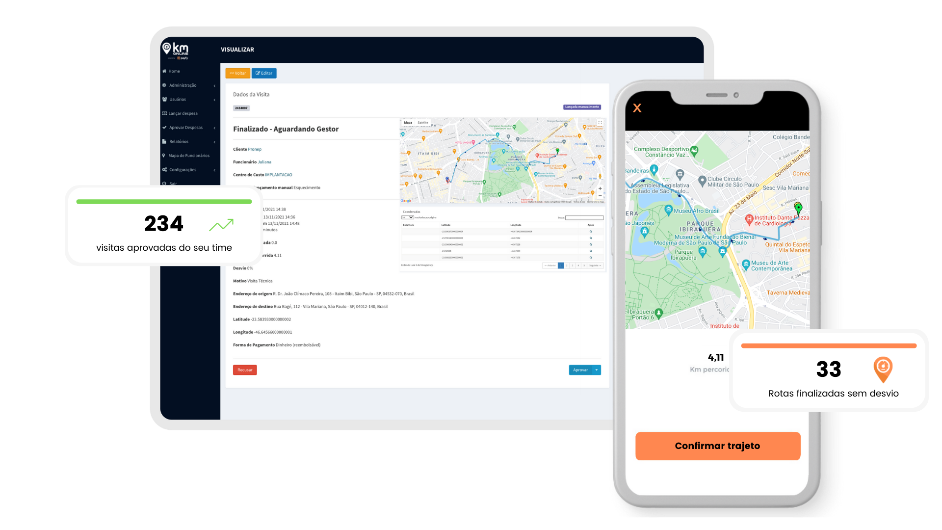 KM Online reembolso de despesas e km rodado